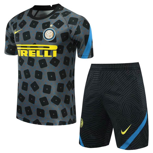 Trainingsshirt Inter Milan Komplett Set 2020-21 Grau Fussballtrikots Günstig